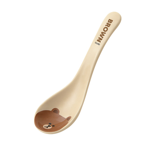 布朗熊陶瓷勺子家用调羹卡通创意长柄可爱喝汤饭勺吃饭餐具小