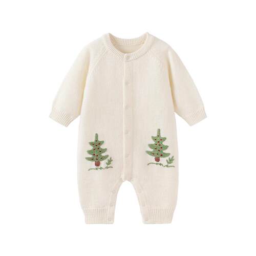 babylove婴儿连体衣春秋季羊毛哈衣针织毛衣宝宝纯色衣服浮翠流丹