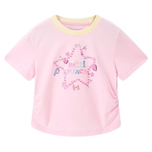 [5A抗菌]MINIPEACE太平鸟童装女童短袖T恤五角星多巴胺甜酷夏新款