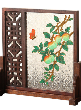 实木中式桌面屏风摆件玄关装饰品