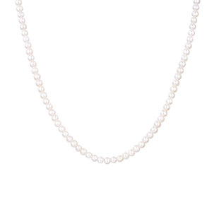 中国黄金小米珠项链珍珠项链3.5-4mm淡水珍珠银链送女友生日项链