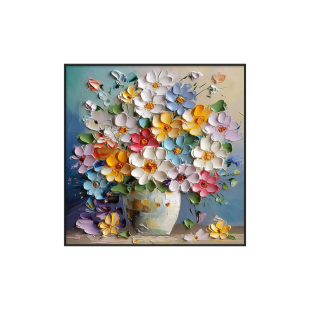 餐厅装饰画轻奢高级感挂画饭厅背景墙简约现代手绘油画花2026新款