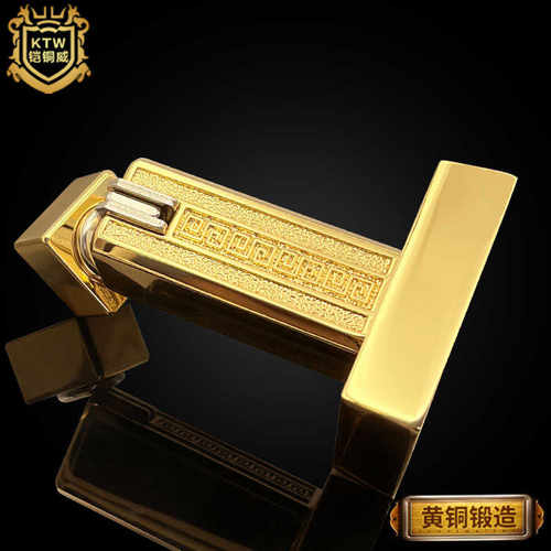 铠铜威新中式铜大门门吸黄铜回纹重型地吸门碰地装墙装门档门阻