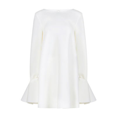 淑女风后构想喇叭袖空气层连衣裙