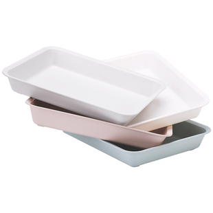 幼儿园塑料托盘长方形食品级区域盘子杯子水果盘白色商用深盘餐盘