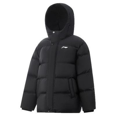 李宁男女大童加绒连帽短款羽绒服