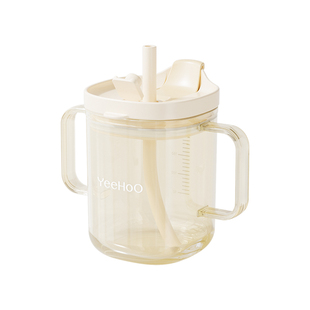 英氏宝宝牛奶杯带刻度婴儿学饮杯一杯三用家用早餐牛奶杯吸管水杯