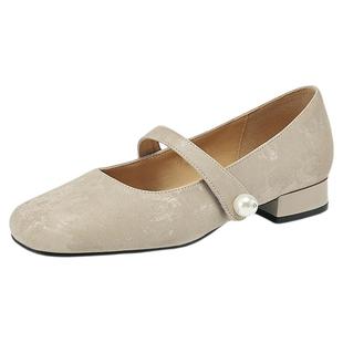 星期六新中式单鞋女新款秋季法式仙女风浅口粗跟玛丽珍女鞋子