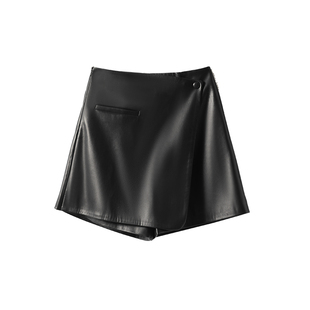海宁真皮绵羊皮短裤女2025秋冬新款高腰宽松显瘦百搭休闲纯皮裙裤