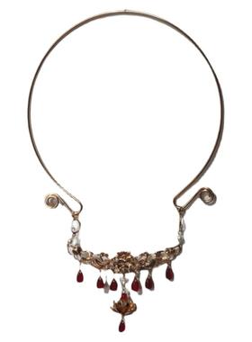 国风项链莲花保色铜配红色女