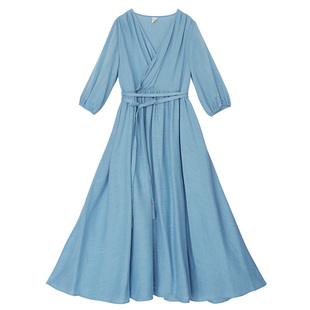 【现货】改良汉服大摆连衣裙女2025春季新款气质海边裙子高腰长裙