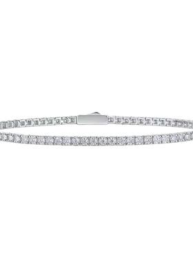 网球手链s925银莫桑石满钻轻奢小众老钱风手镯超闪排钻新款潮