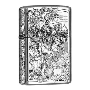 zippo打火机官方正版芝宝 重盔甲新天启四骑士S925银收藏送男士礼