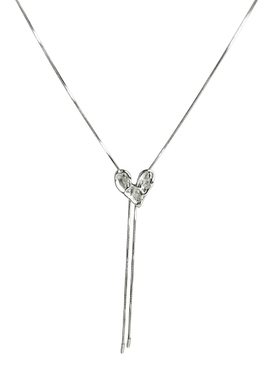 银色爱心流苏长款抽拉项链女ins风可调节锁骨链甜酷潮流个性配饰