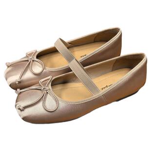 玫瑰的故事刘亦菲同款平底凉鞋女蝴蝶结芭蕾舞鞋猪鼻子气质单鞋女