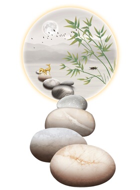 石来运转玄关装饰画中古风入户