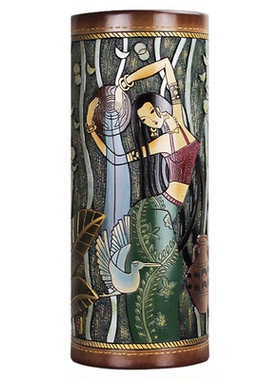 大井陶瓷圆柱国风摆件装饰民族