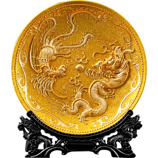 龙凤金盘结婚礼品送朋友闺蜜新婚礼物厦门漆线雕陶瓷摆件家装饰品