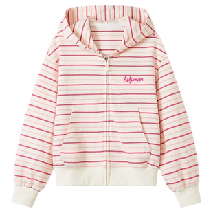 【秀场同款】ask儿童连帽卫衣外套2026春秋新款女童甜美条纹开衫