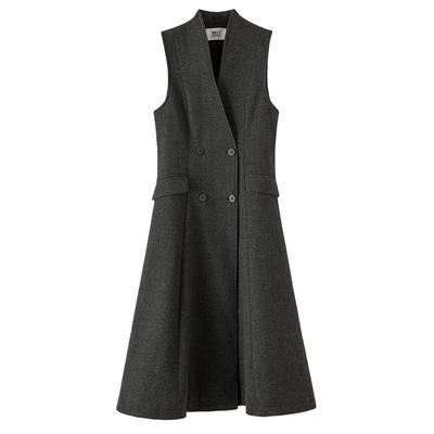 晚白轻熟风V领羊毛连衣裙