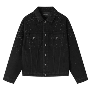 CLIMAX VISION满天星闪钻宽松牛仔夹克水洗做旧外套情侣装外套