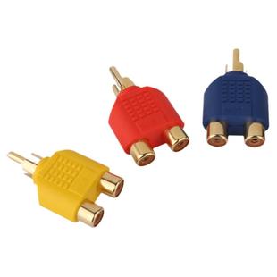 秋叶原 音频线转接头单莲花头转双莲花母AV头单RCA转双RCA头莲花一分二转接头转换器莲花音频一转二分线器