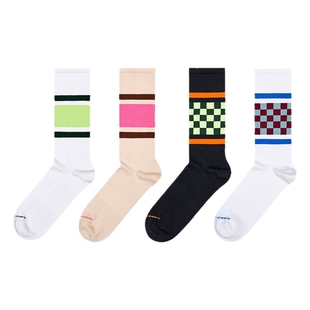 【春秋款】Happy Sock男女款潮牌白色长筒袜条纹百搭外穿白色袜