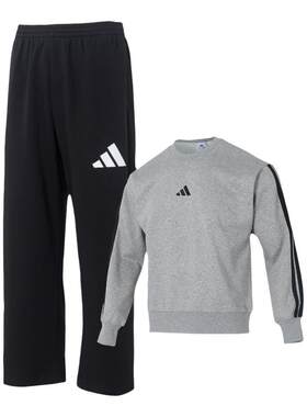 Adidas阿迪达斯男款套装25秋季新款加绒款休闲长袖T恤长裤两件套