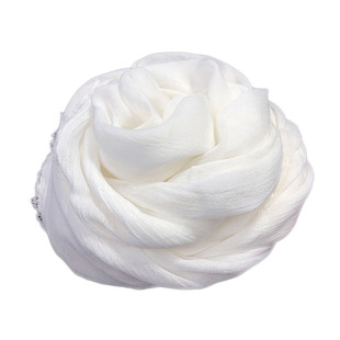 白色丝巾夏季薄款日系亚麻围巾女防晒春秋纯色百搭棉麻防晒大披肩