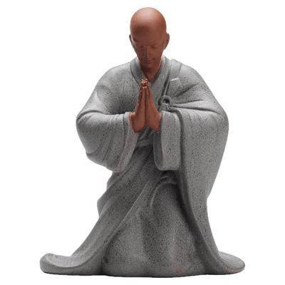 中式禅意紫砂小和尚摆件