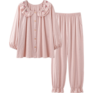 思莉太太纯棉睡衣女款2026新款长袖女士独特绝美刺绣巨好看家居服