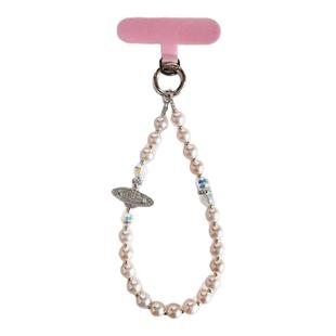 带钻土星手机链高品质珍珠手腕带挂链轻奢巴洛克手链简约精致串珠链条女士包包钥匙扣挂饰防防摔挂绳高级感壳