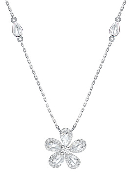 纯银镀金清新甜美花朵造型项链女