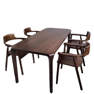 泽韵家庭 胡桃木长方形饭桌实木餐桌椅餐厅家具简约桌子吃饭家用