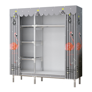 简易衣柜家用卧室组装布衣柜钢管结实耐用出租房用柜子经济型衣橱
