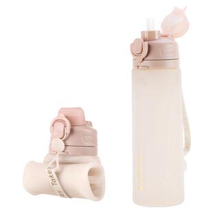 专属时代吸管水杯男女高颜值随行水杯硅胶折叠大容量运动便携水杯