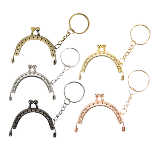 口金包配件迷你口金5cm半圆14孔口金压花手工口金零钱包迷你娃娃