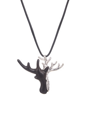 一鹿生财檀木鹿头手工毛衣链