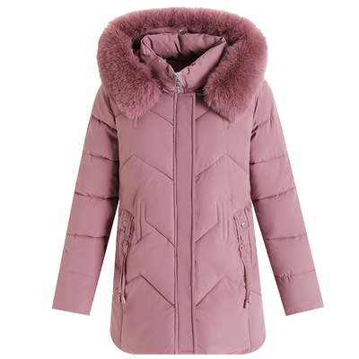 妈妈冬装棉衣外套连帽中老年女装