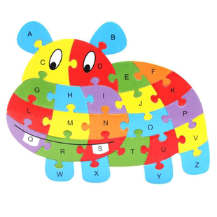 热卖10款26个英语字母动物拼图卡通儿童英文认知启蒙拼板木制玩具
