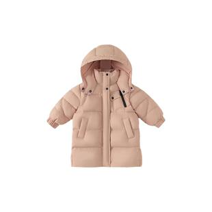 INSbobo女童羽绒服冬装三防长款儿童羽绒服90白鸭绒冬女宝羽绒服