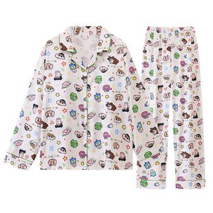 【长袖云朵棉多款可选】春秋季带胸垫睡衣女两件套家居服卡通套装