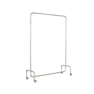 服装店挂衣杆不锈钢带轮子银色中岛落地式陈列架女装店货架展示架