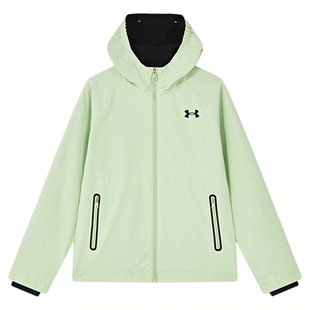 安德玛童装男大童三防梭织外套25春秋加绒连帽保暖儿童运动冲锋衣