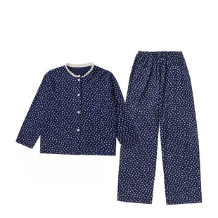 150cm矮小个子女睡衣女春秋纯棉圆领长袖长裤春季xs码家居服套装