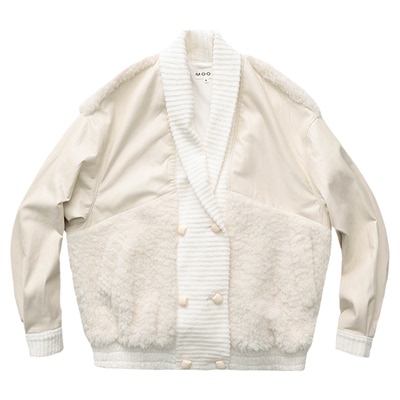 310MOOD青果领拼接泰迪外套