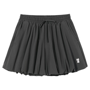 PSO Brand女装可爱小狗吸湿速干花苞女士短裤宽松抽绳灯笼裤子