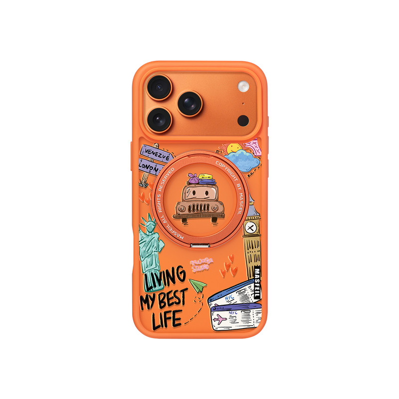 ZHIZHE×旅途攻略适用苹果17promax手机壳iPhone17pro新款带支架ip17全包Fo5磁吸支点网红高级感保护套