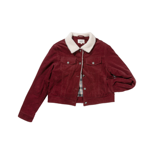 UNRETRO复古灯芯绒翻领短款工装外套女冬季新款加厚保暖夹克上衣