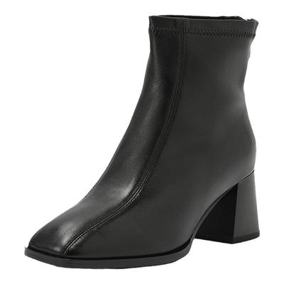 星期六优雅短靴方头高跟通勤女鞋